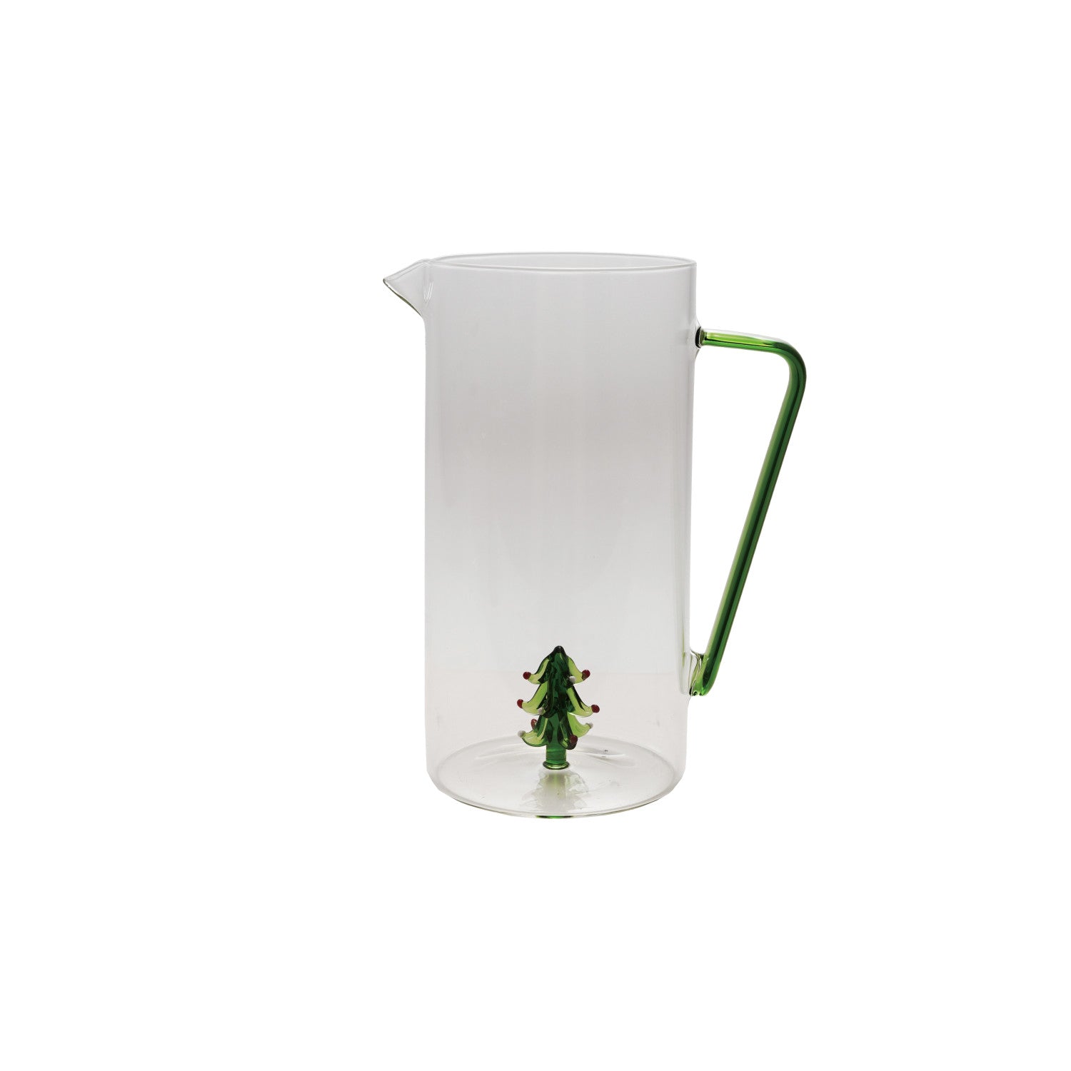 Glass Pitcher with Holiday Tree