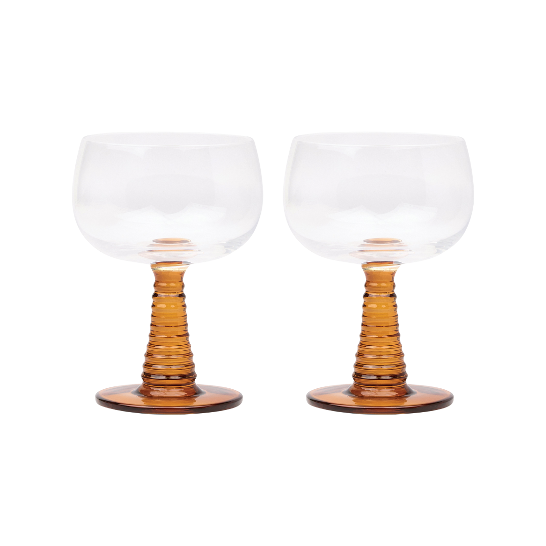 Romy Amber Wine Glasses - Set of 2