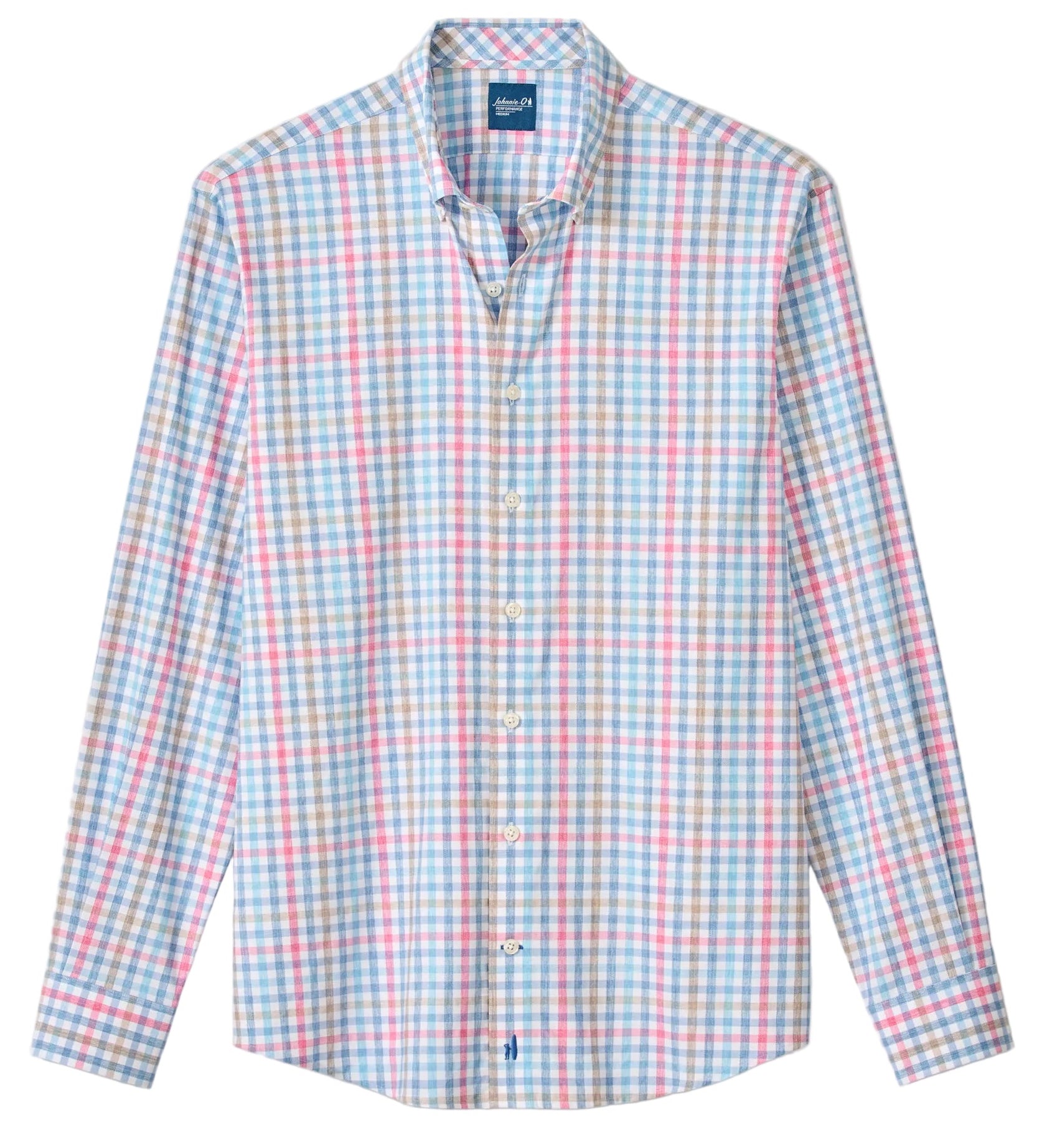 Checkered shirt with long sleeves on a light gray background