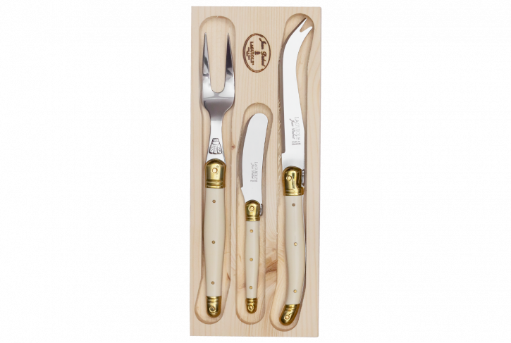 Jean Dubost 3pc Cheese Set with Ivory Handles