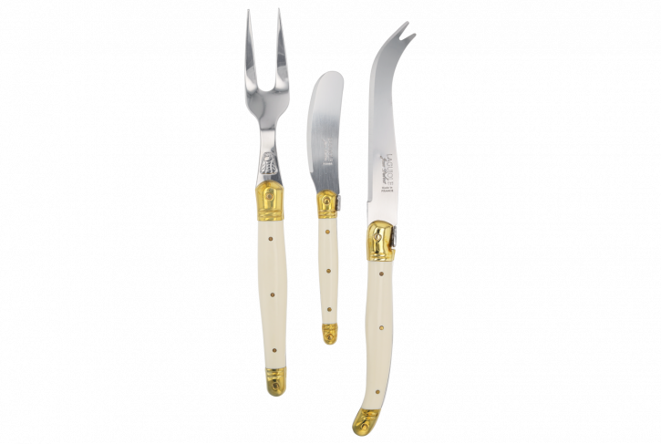 Jean Dubost 3pc Cheese Set with Ivory Handles