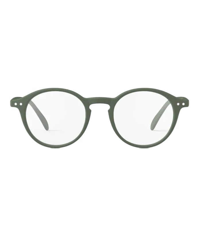 Green eyeglasses on a white background