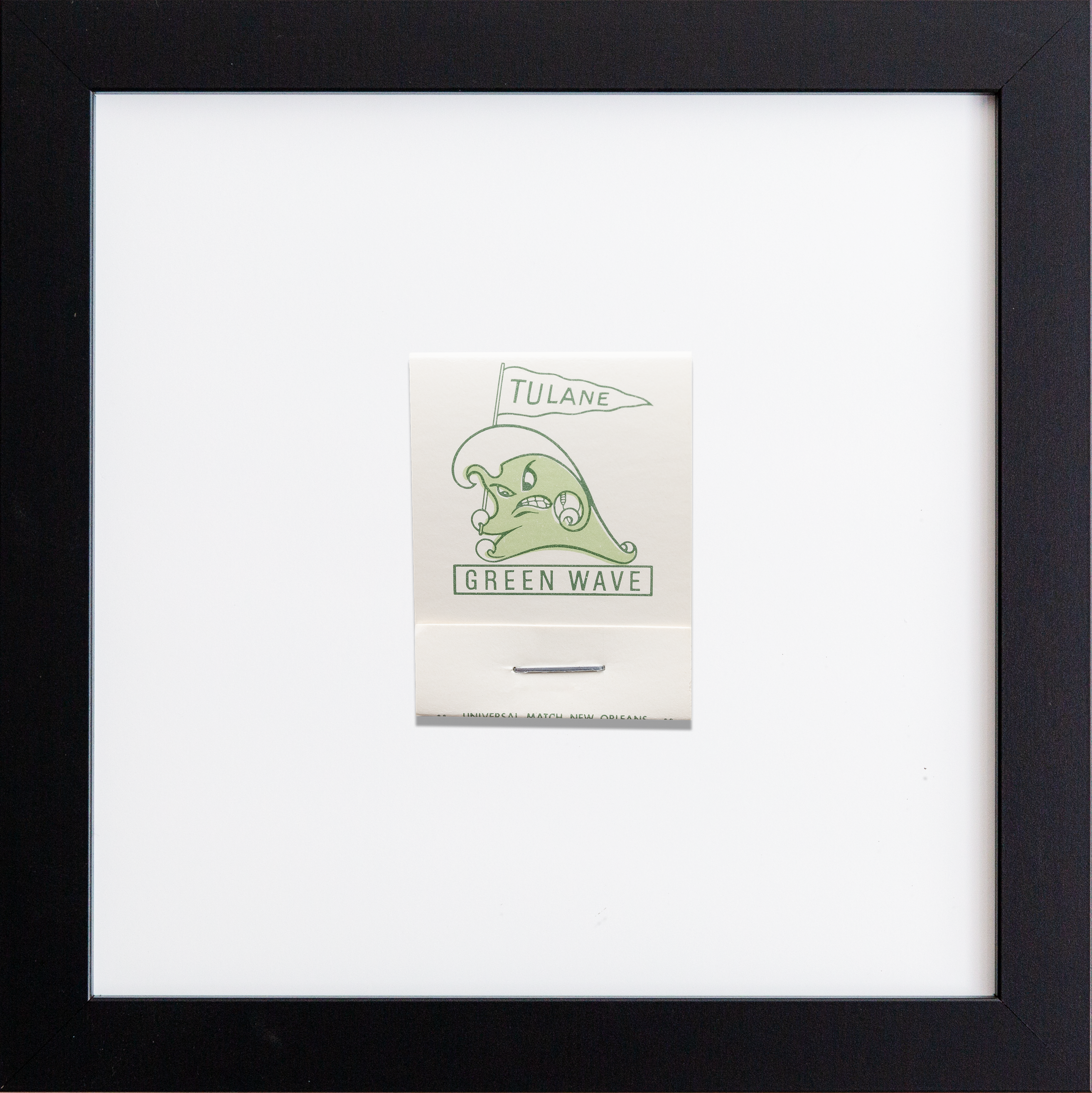 Framed artwork with a white background and text inside