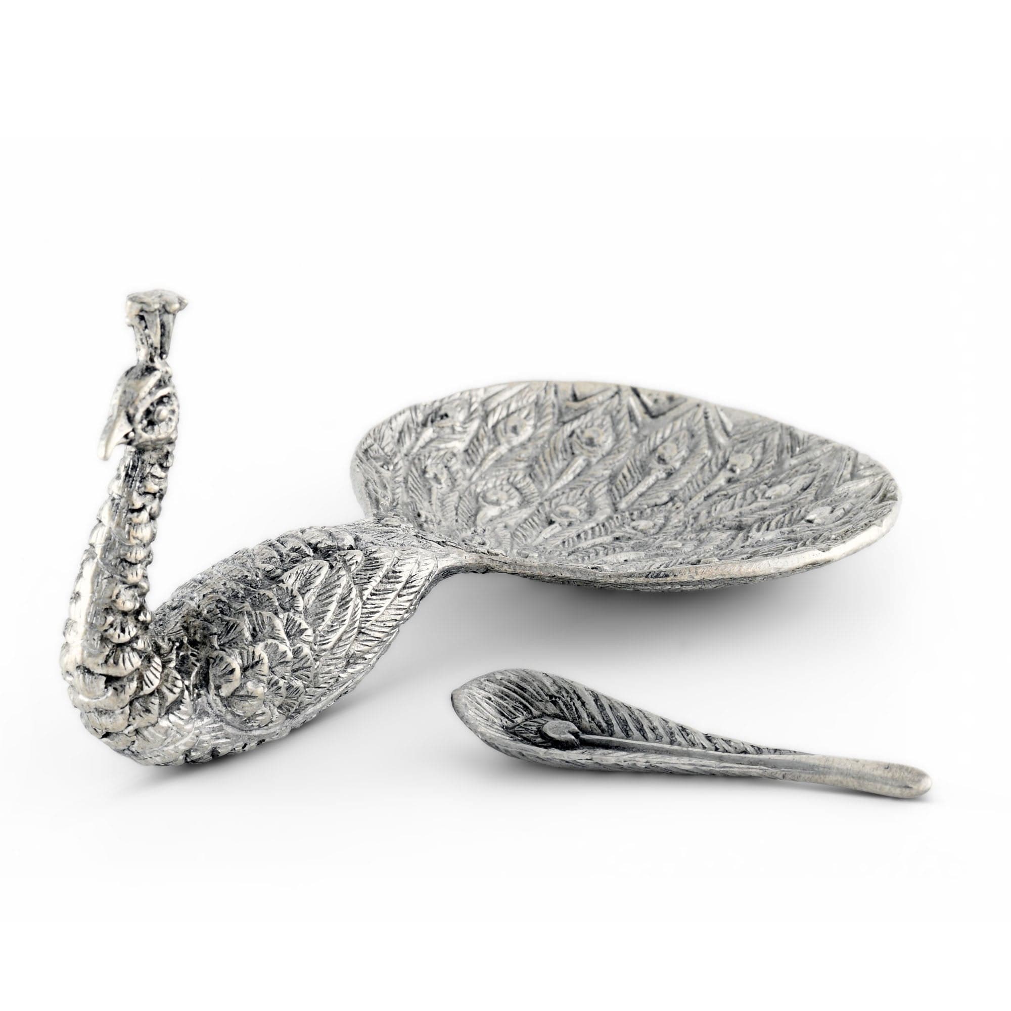 Pewter Peacock Salt Cellar