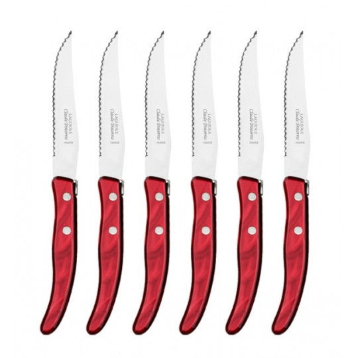 Box of 6 Berlingot Steak Knives - Red Handle