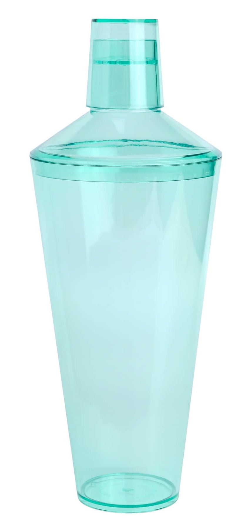 Turquoise plastic shaker on a white background