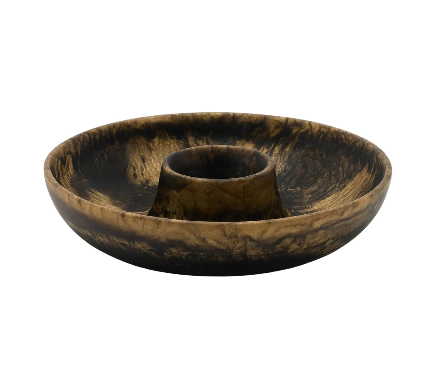 Wooden bowl with a smaller nested bowl on a white background
