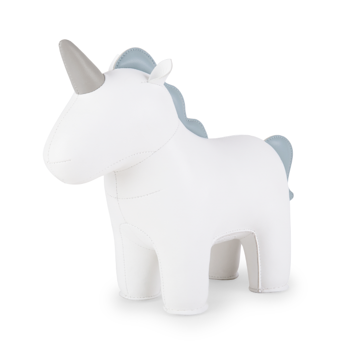 Unicorn Bookend White and Smokey Blue