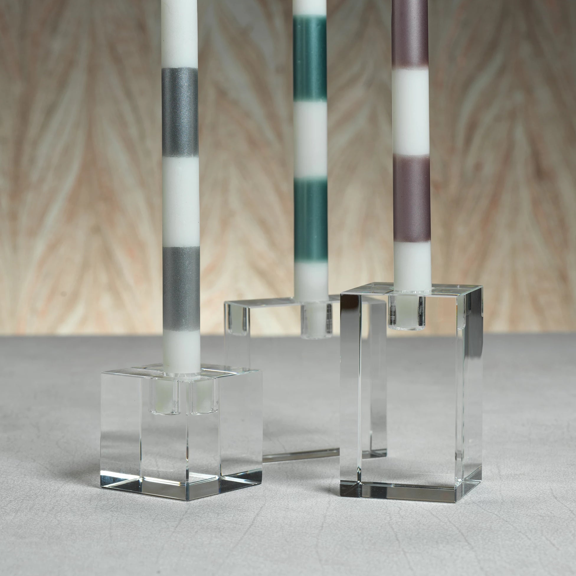 Square Crystal Glass Taper Holder - 4.75''