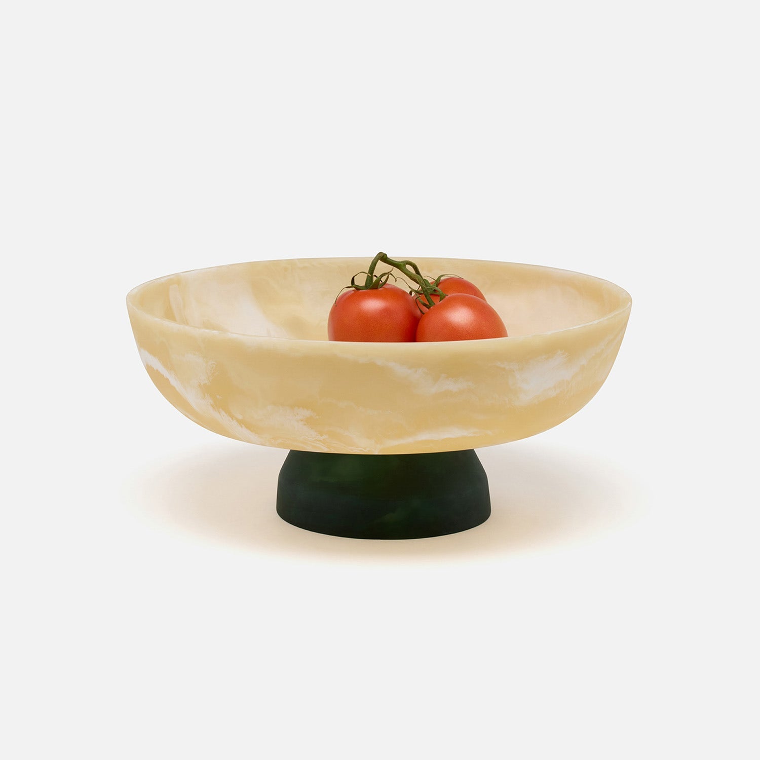 Benno Ivory/Hunter Green Large Swirled Resin Fruit Bowl
