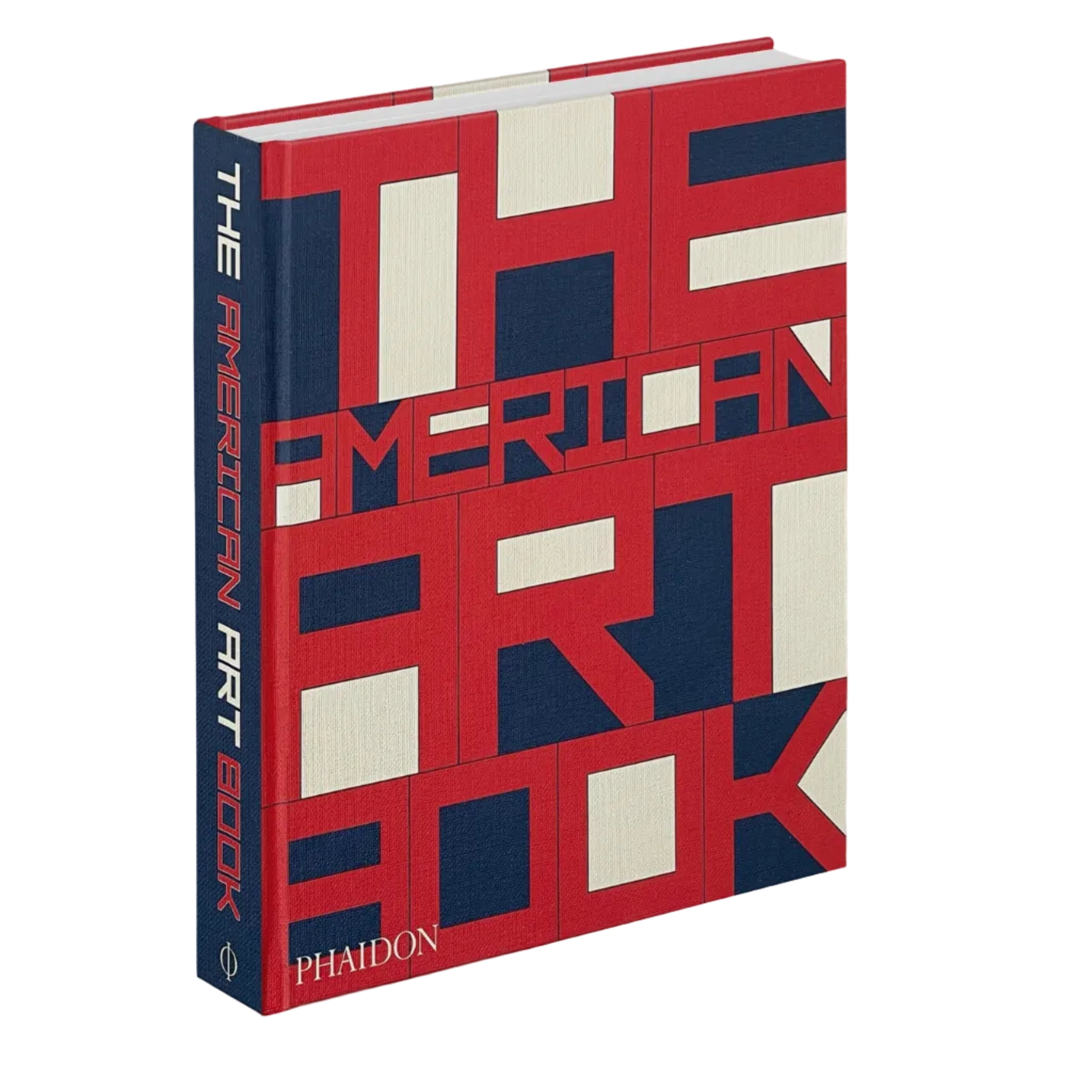 Book titled 'The American Art Book' with geometric design on a white background
