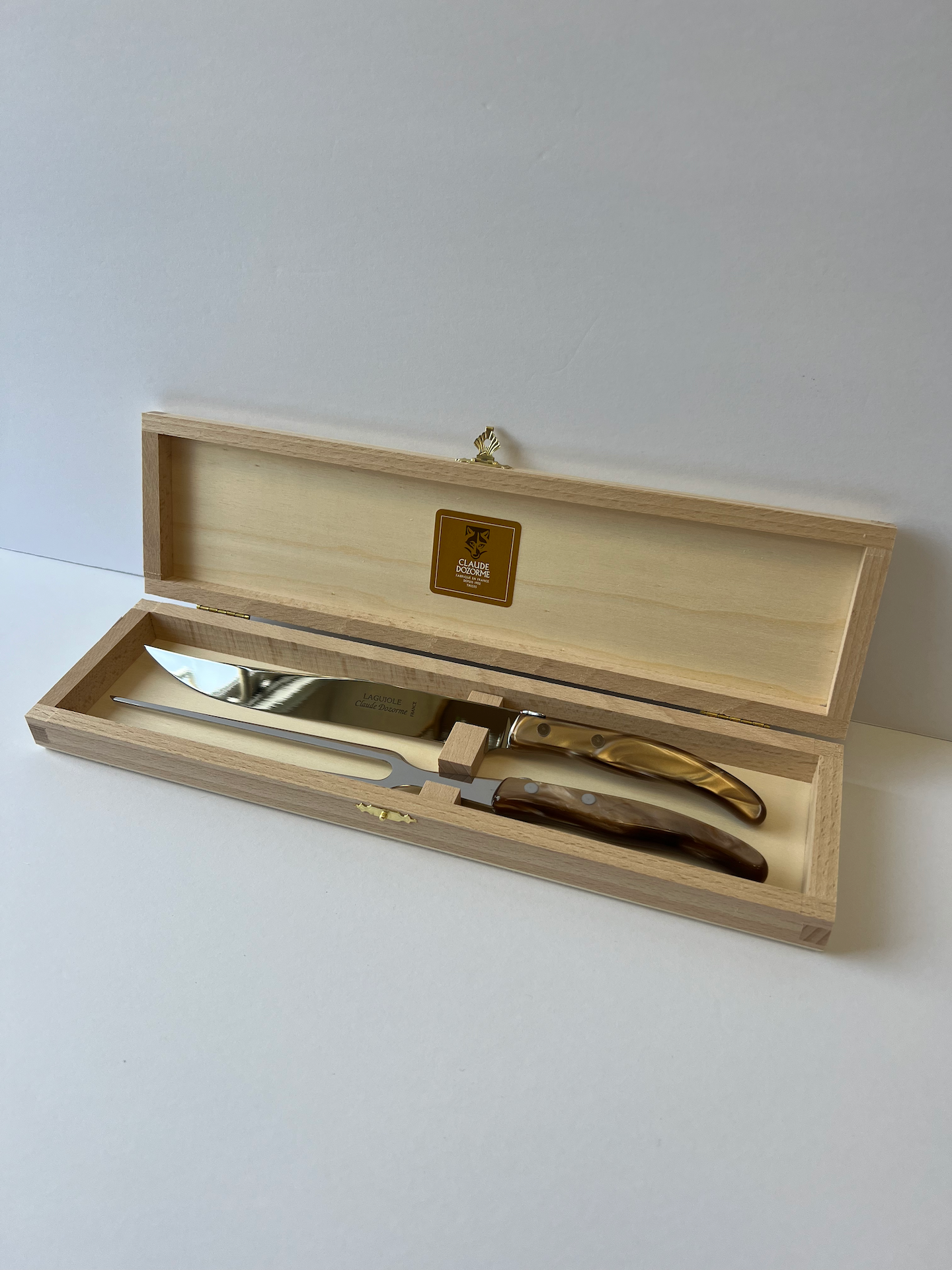Berlingot Box of 2 Carving Set - Cappuccino Handle