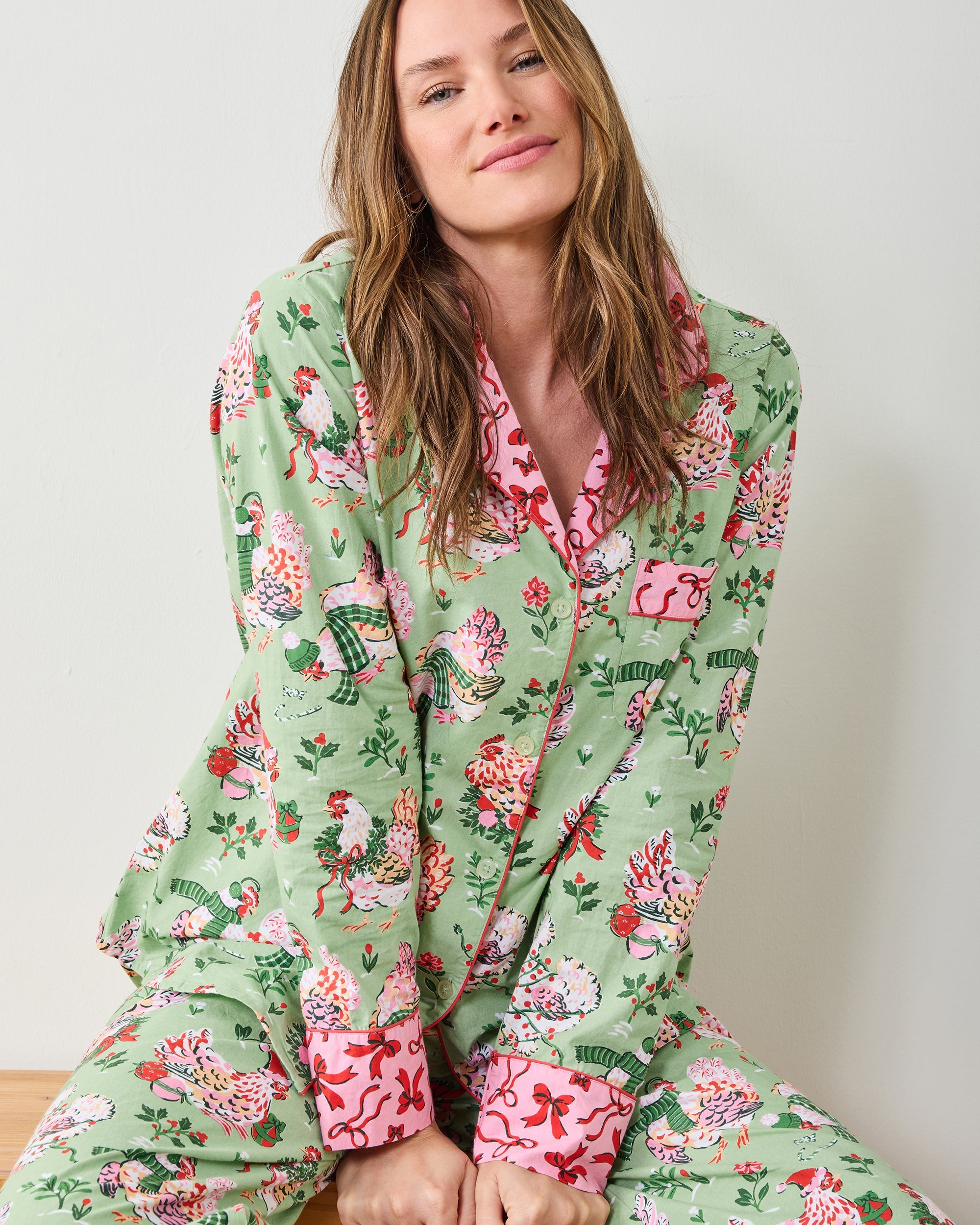 Holiday Hens Long PJ Set