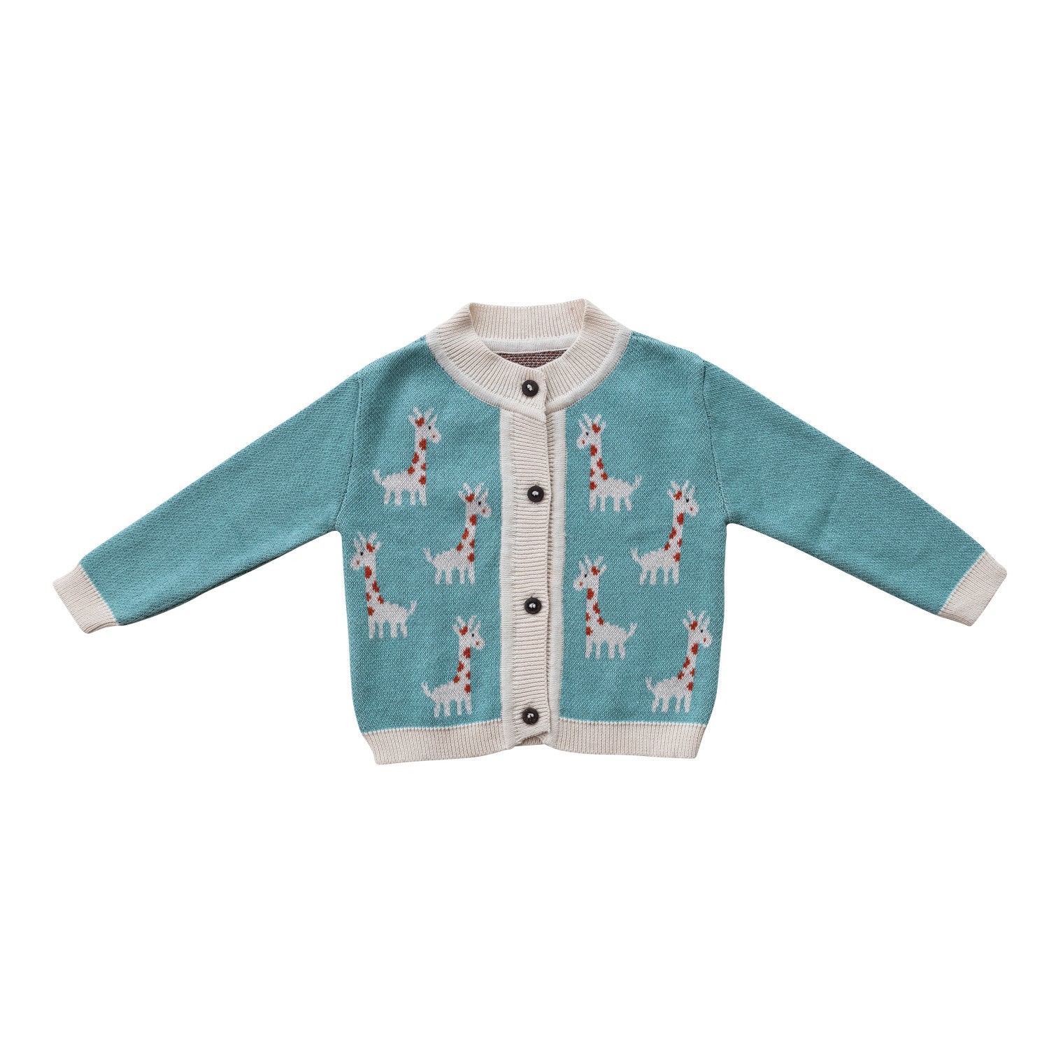 Cotton Knit Baby Cardigan with Giraffes