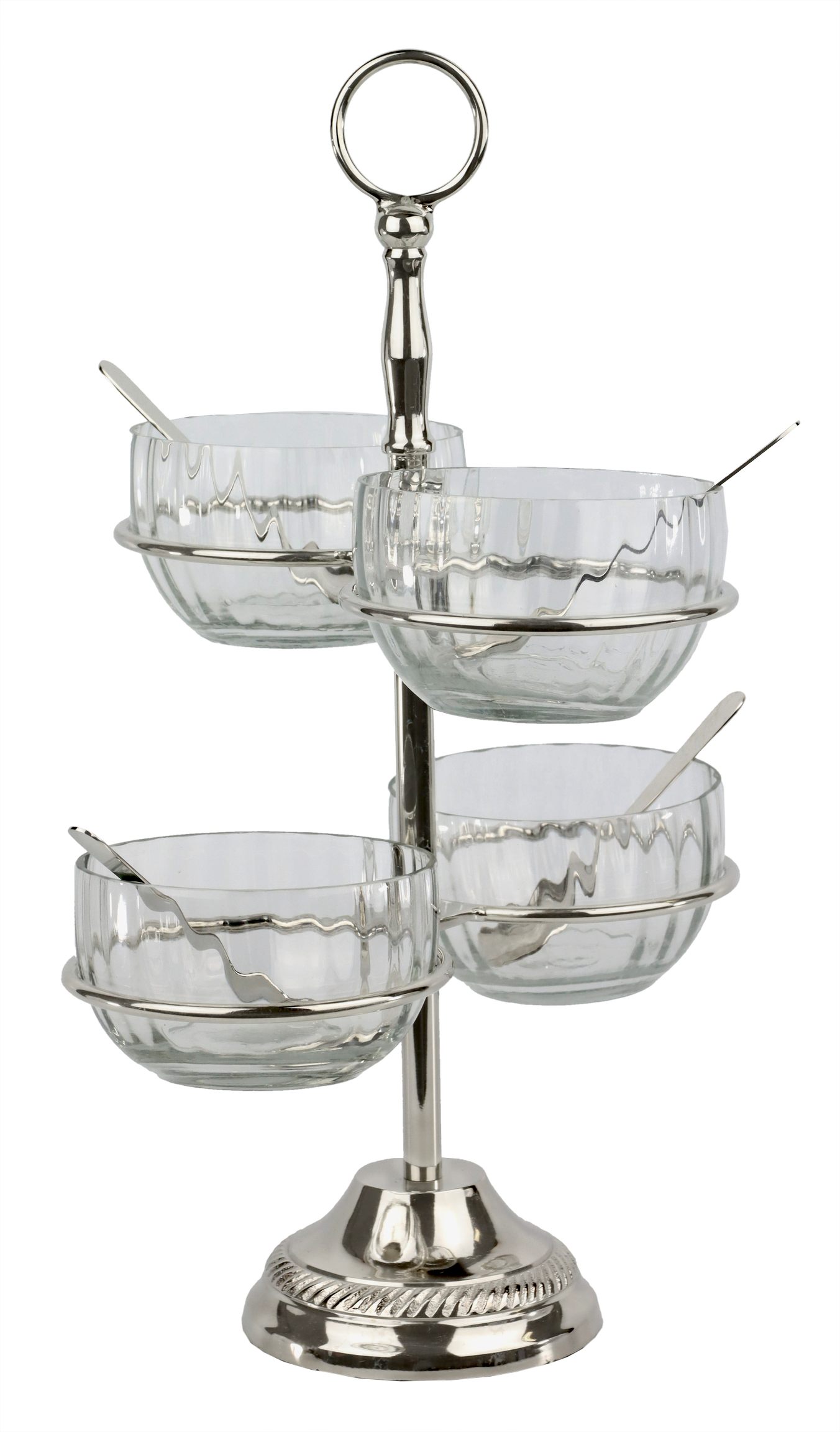 Four-Bowl Serving Stand with Spoons