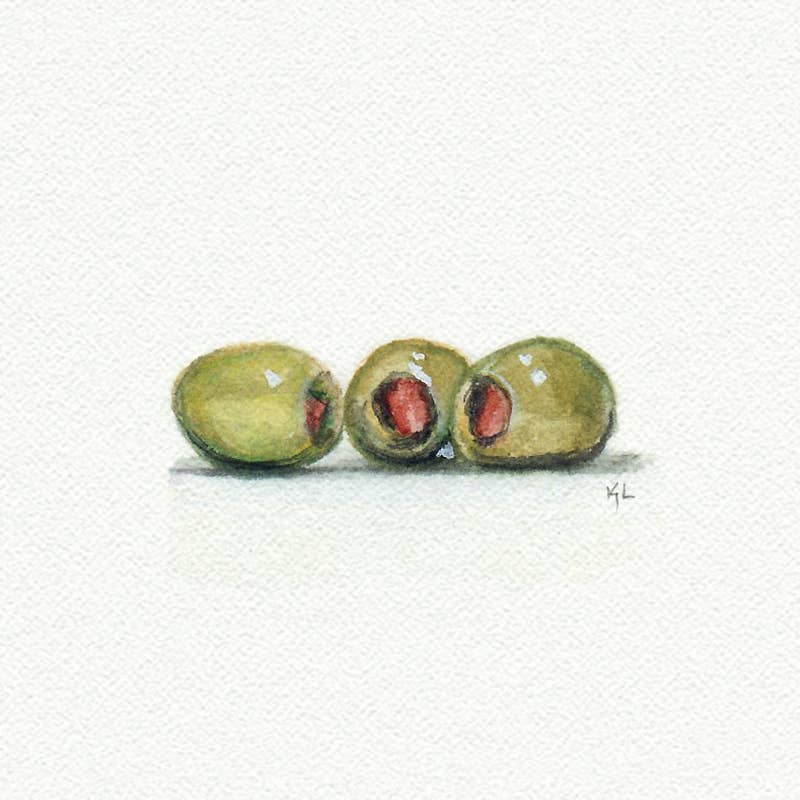 Olives Miniature Watercolor Painting