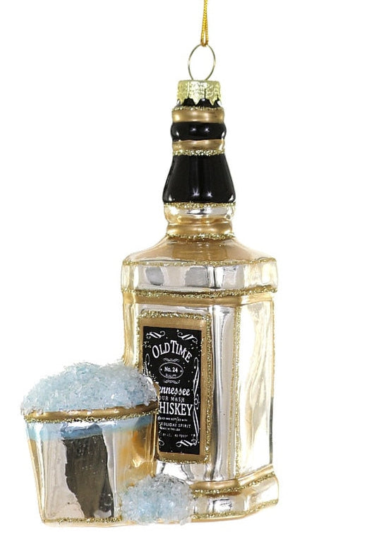 Decorative ornament shaped like a bottle with snowflakes on a white background