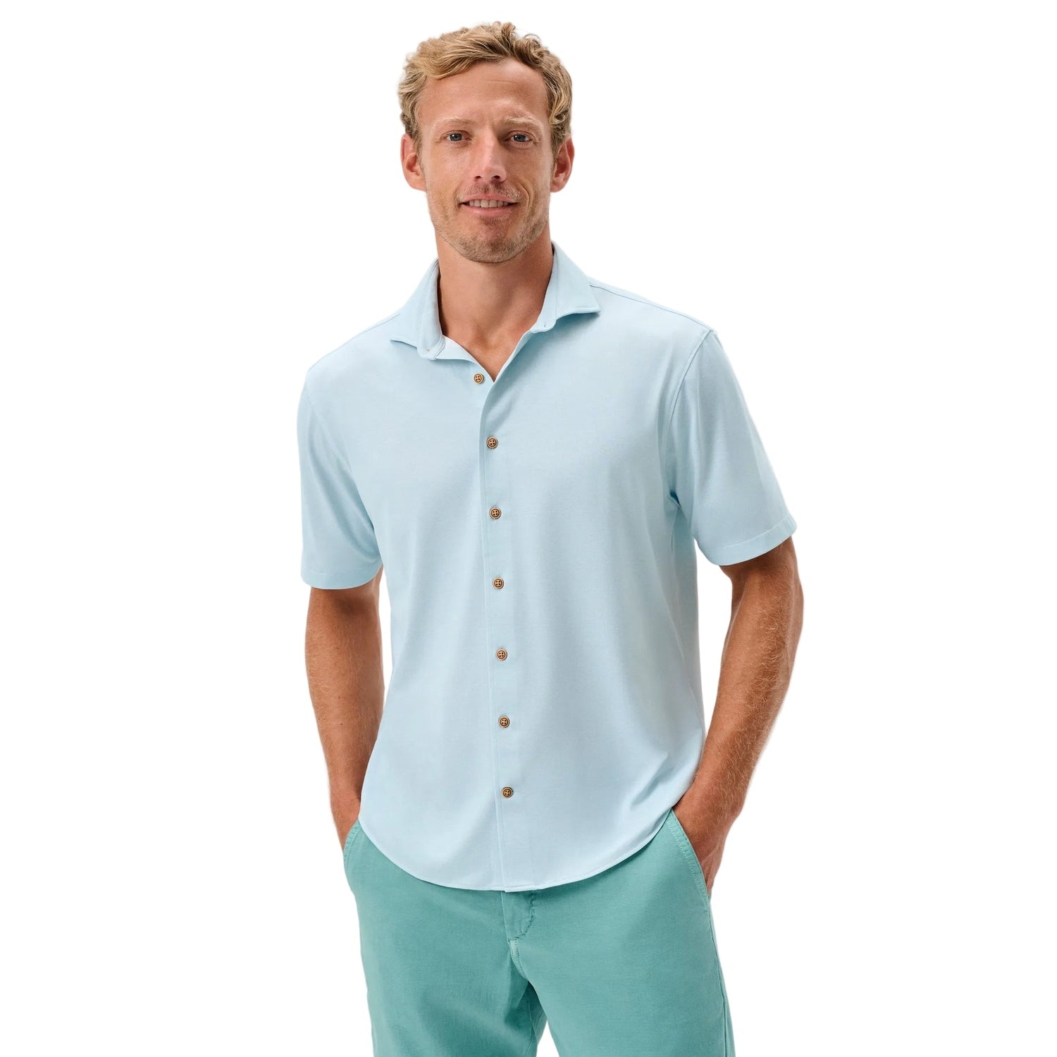 Hangin’ Out Knit Short Sleeve Button-Up Shirt - Breck