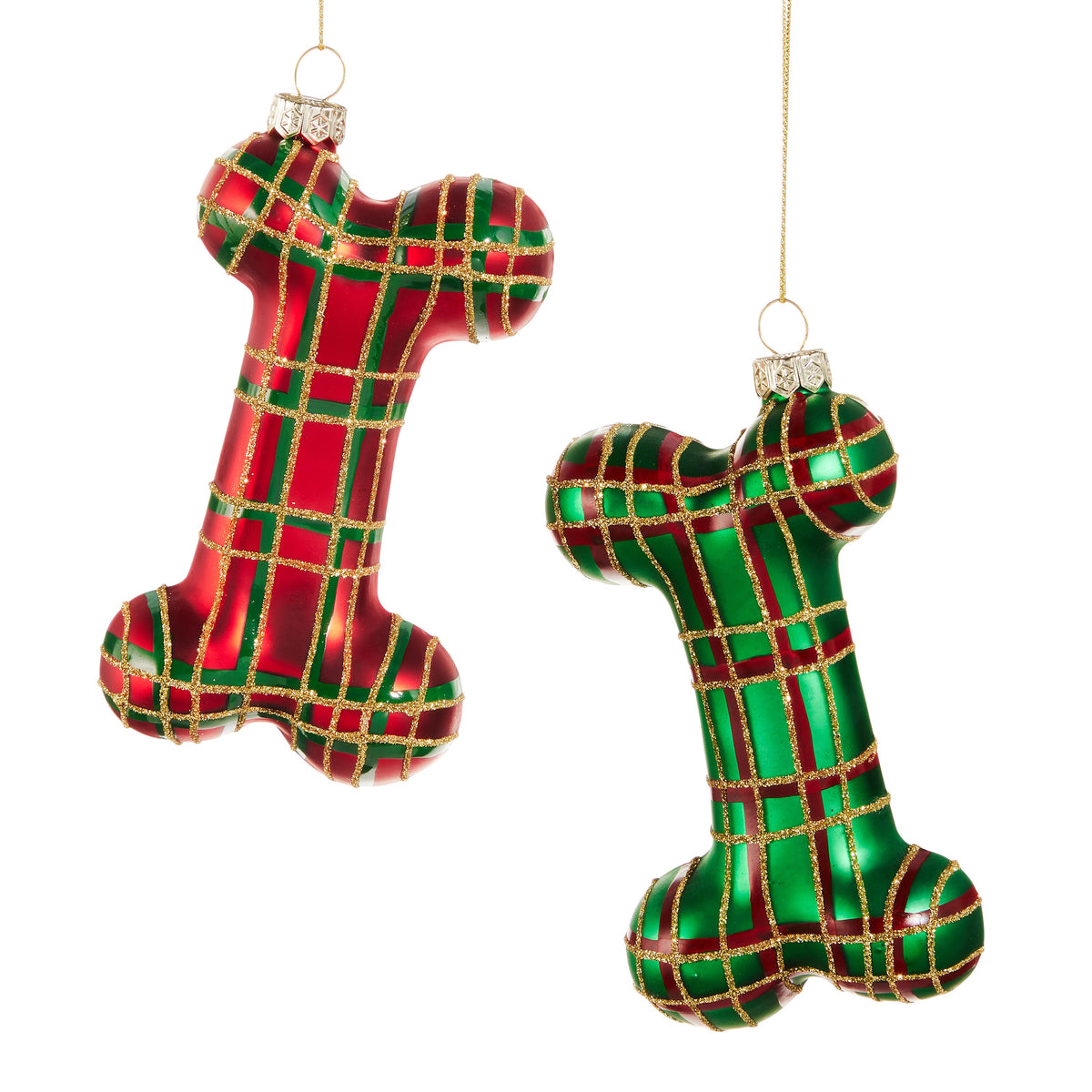 Plaid Dog Bone Ornament - 5 inch