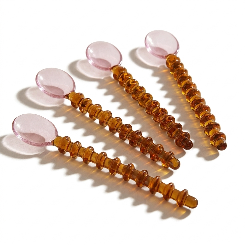 Beaded Glass Spoons - Pink & Amber