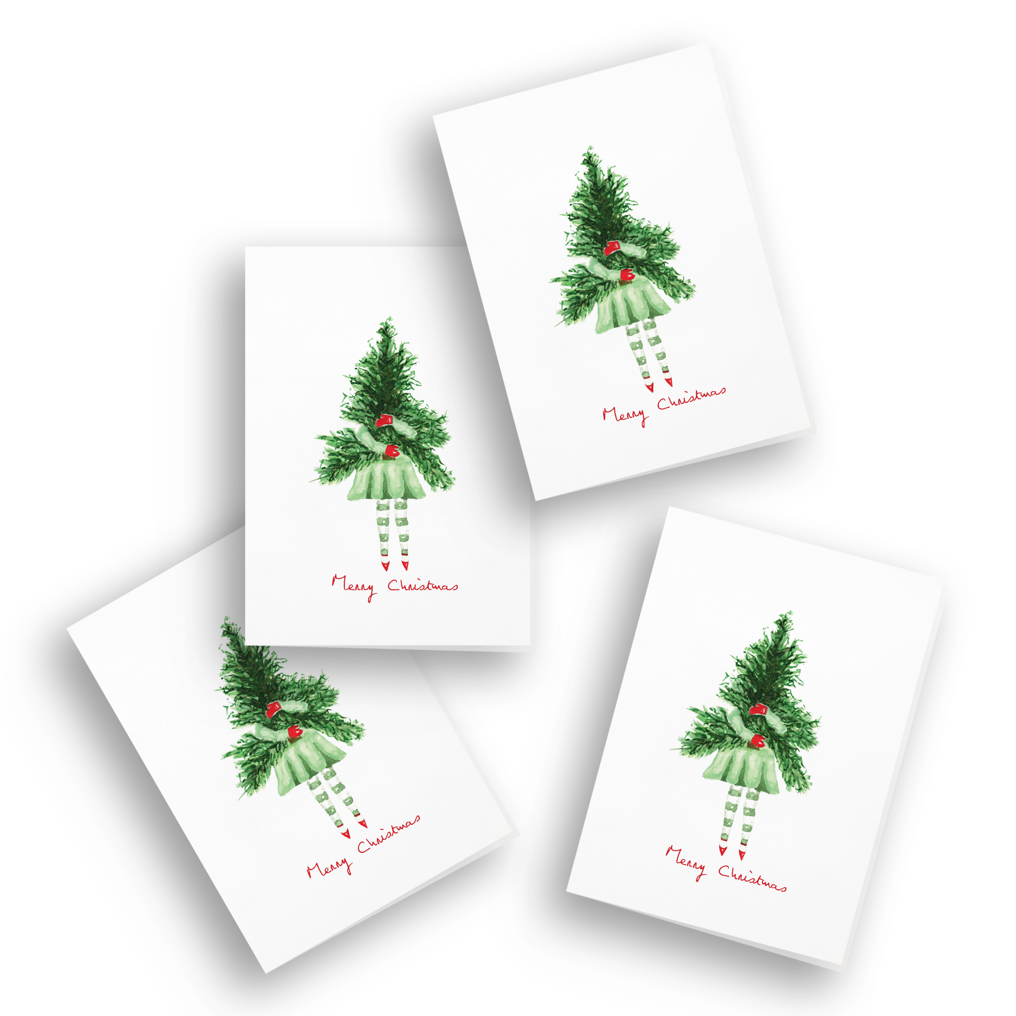 Lady with Christmas Tree Cards