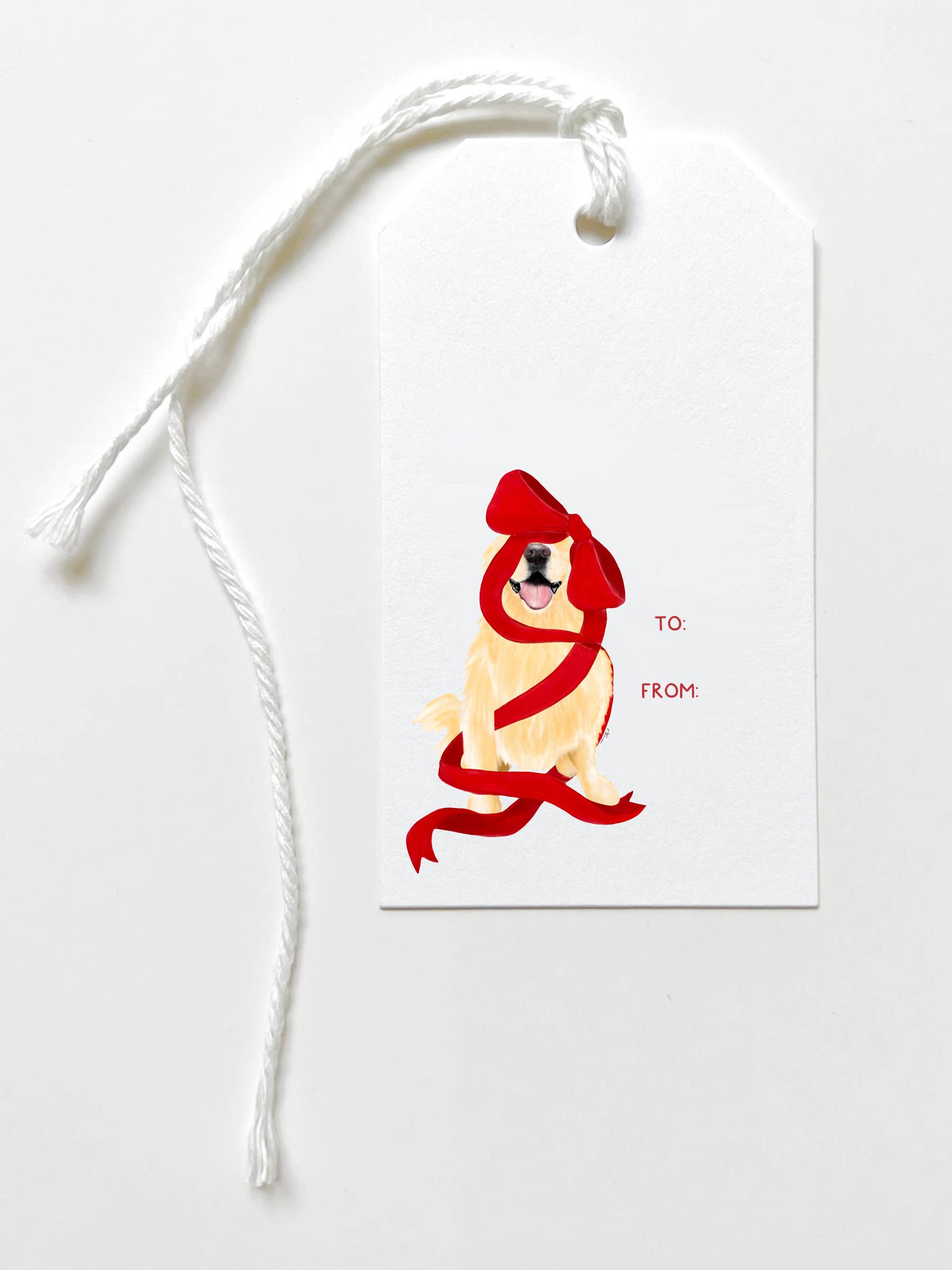 Red Bow Dog Gift Tag