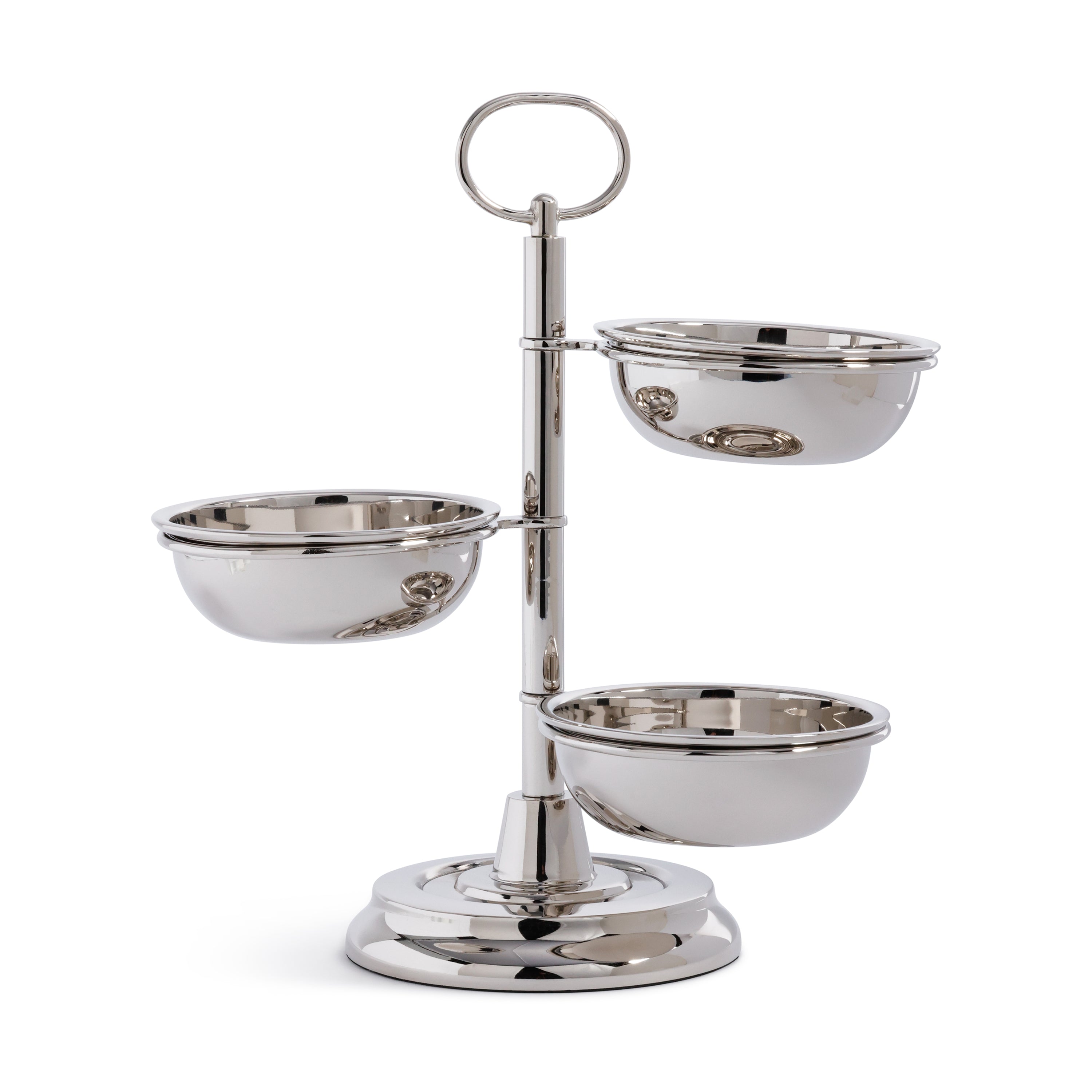Polished Metal 3-Tier Condiment Set, Nickel