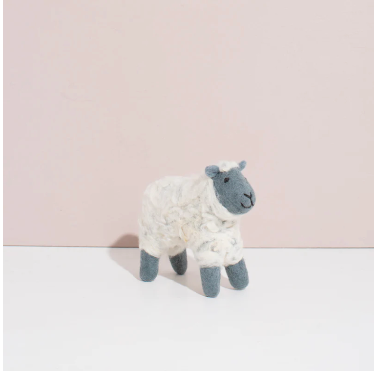 Hand Felted Grey Sheep-S