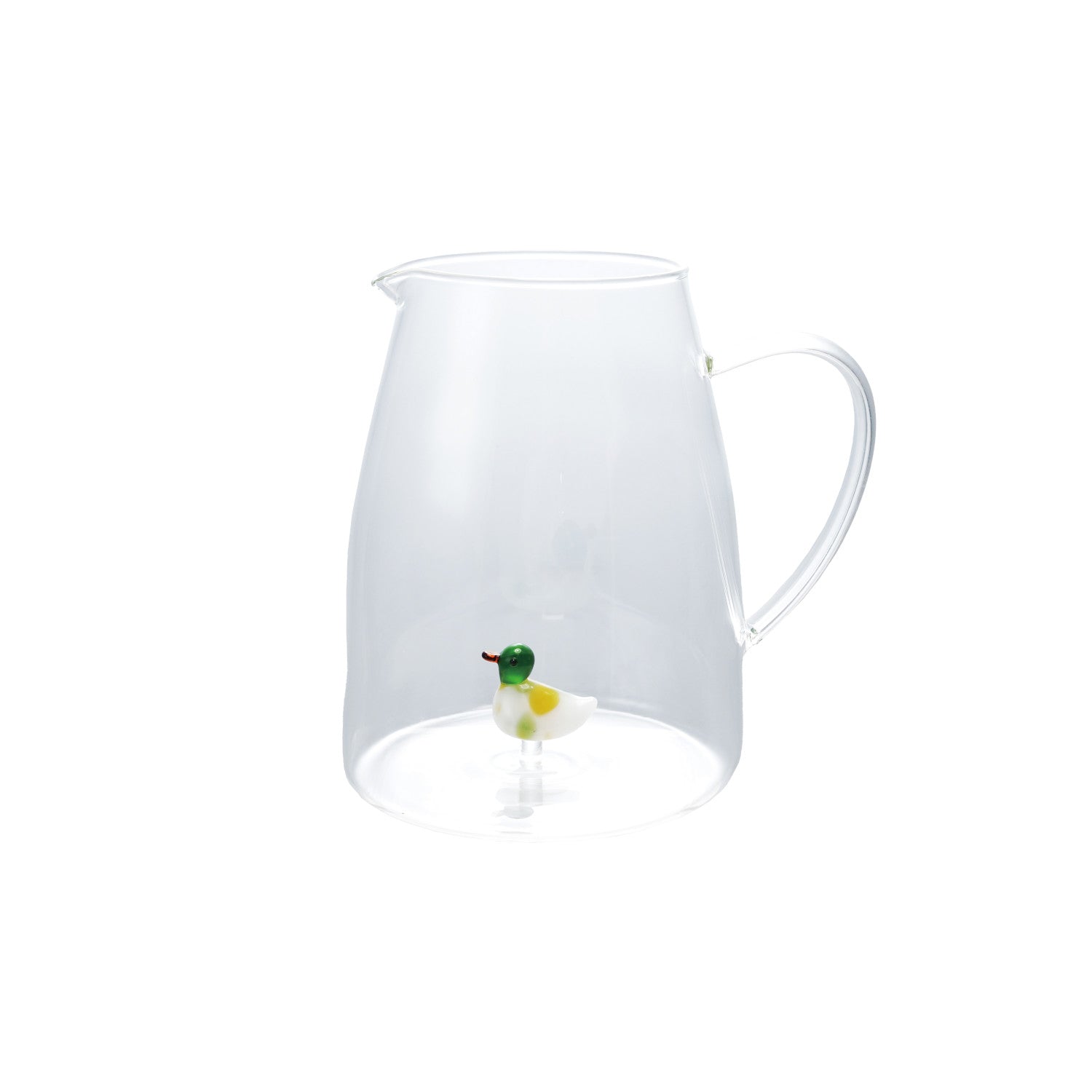Glass Pitcher with Hand-Blown Duck