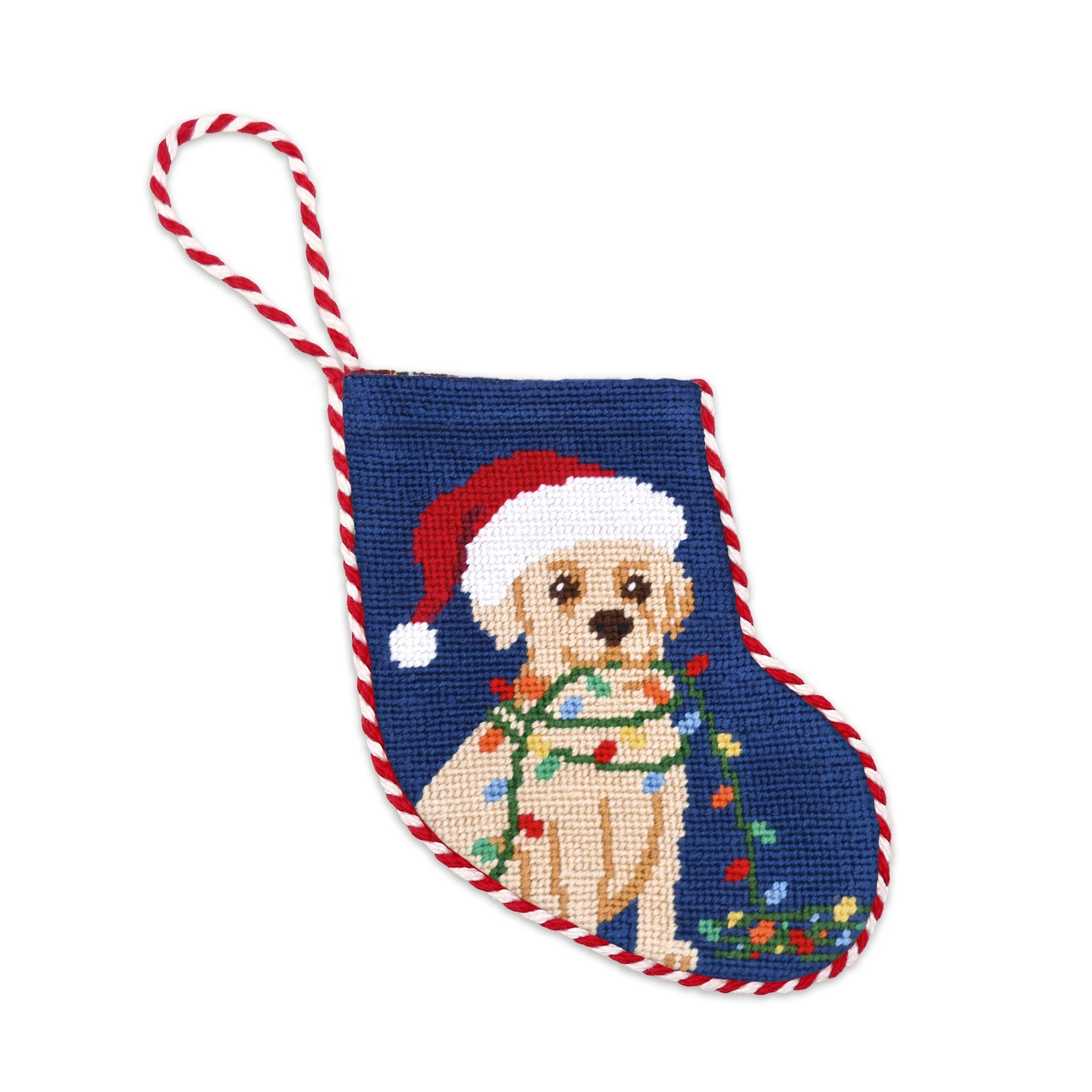 Yellow Lab Christmas Lights Stocking Ornament