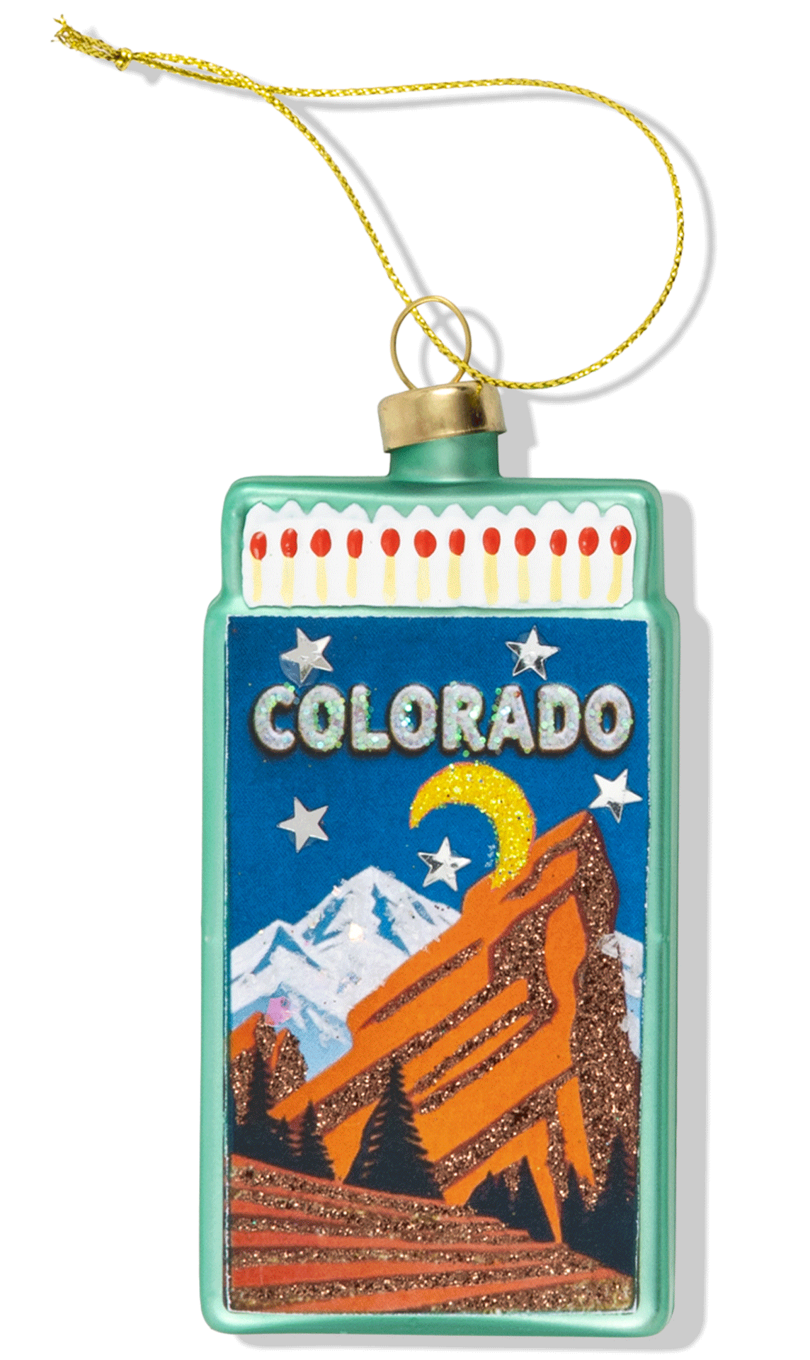 Decorative ornament with 'Colorado' text and mountain design on a white background
