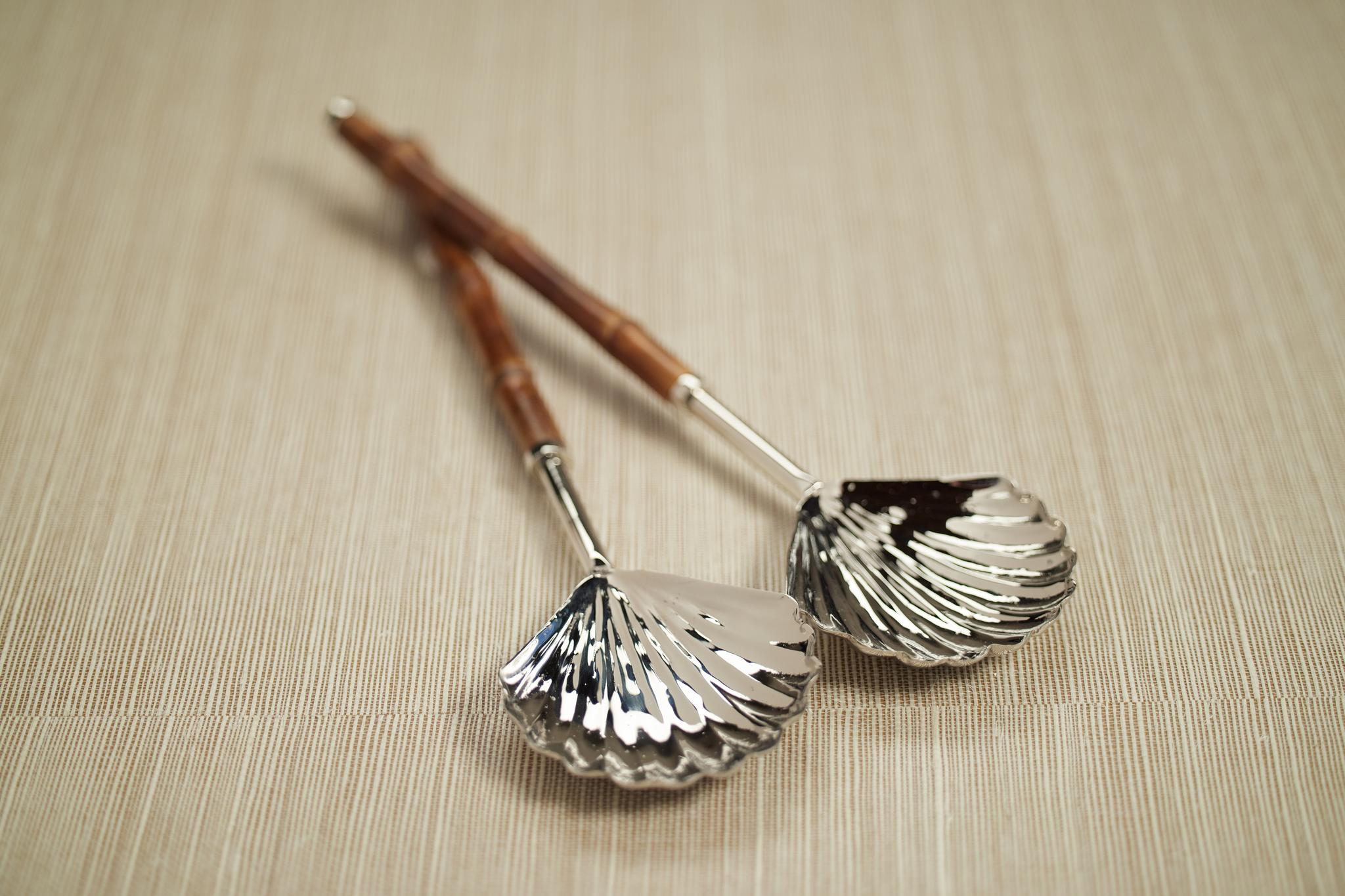 The Colony Bamboo and Nickel Server Set
