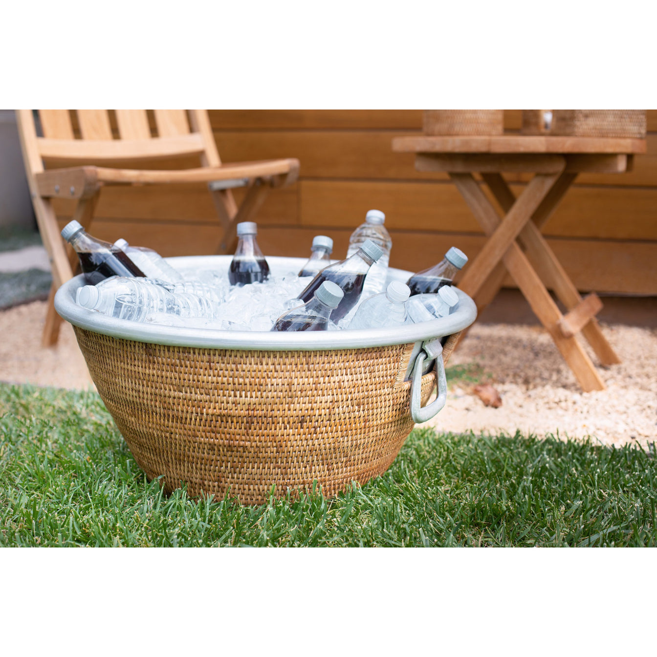 Rattan Aluminum Ice Tub - Brown