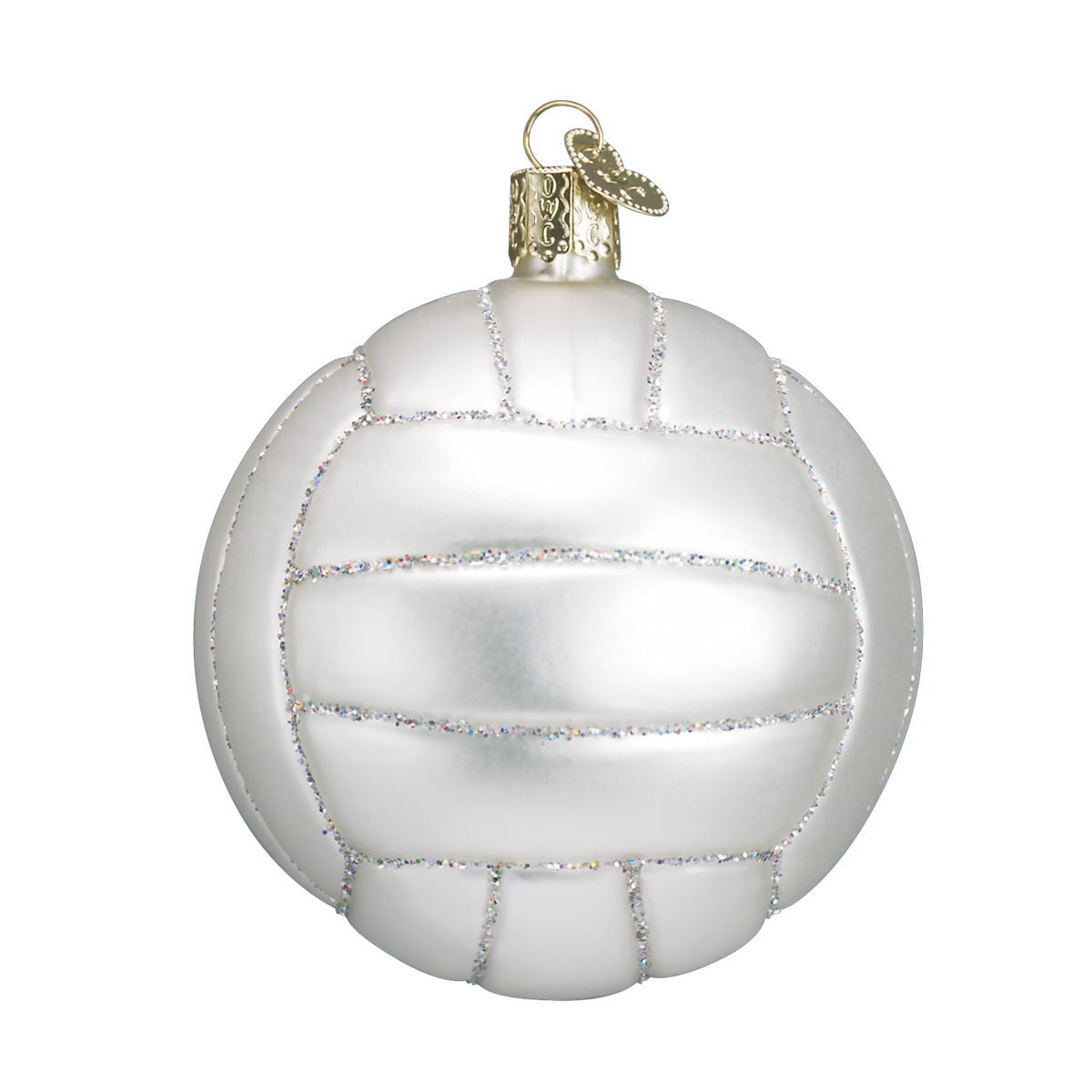 White Volleyball patterned Christmas ornament on a white background
