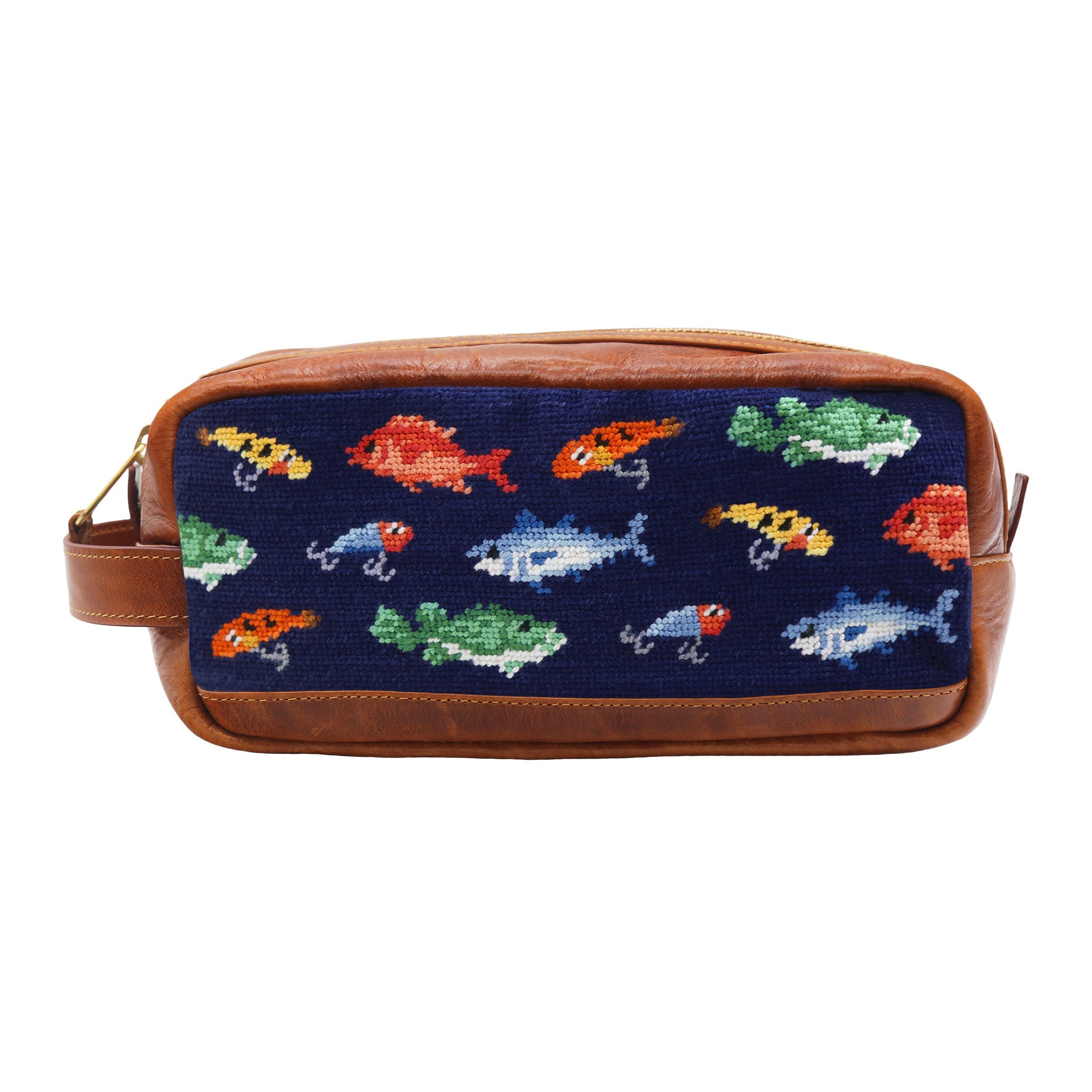 Fish and Tackle Pattern Toiletry Bag (Dark Navy)