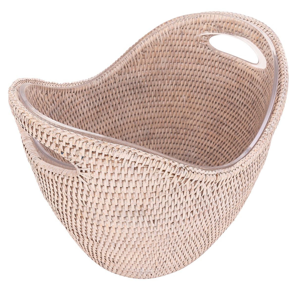 Rattan Champagne Bucket - White Wash