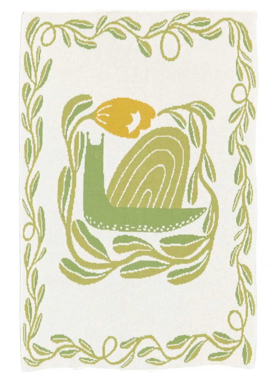 Snail Trail Knit Mini Blanket - Meadow