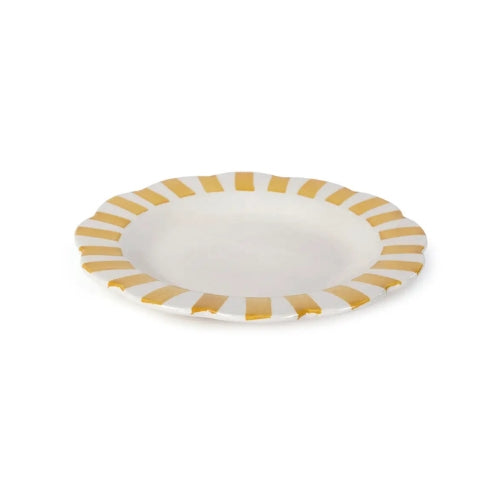 Yellow Ceramic Stripe Dinner Plate