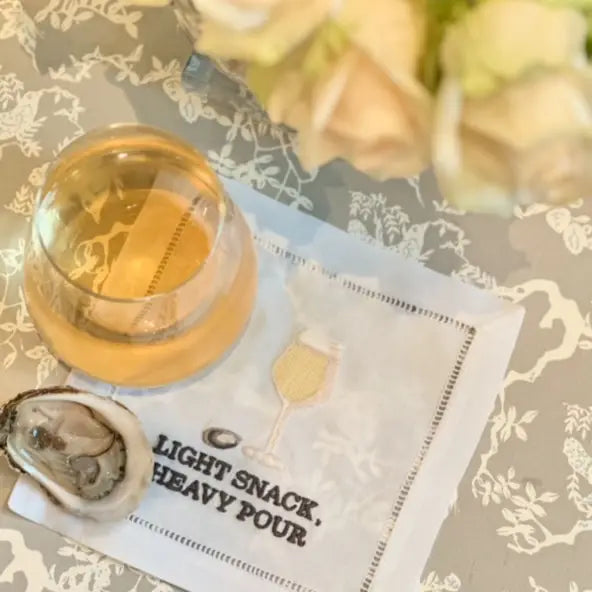 Oyster Cocktail Napkin, Light Snack Heavy Pour