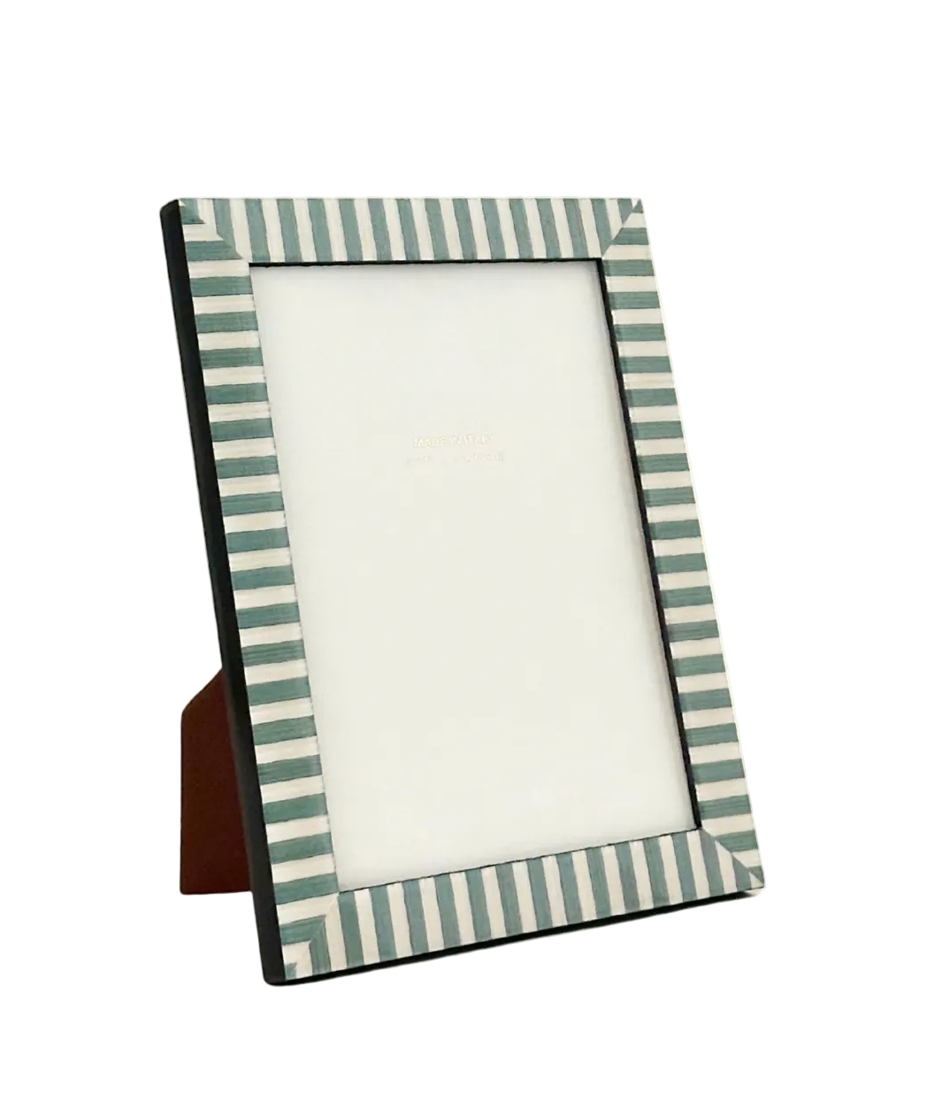 Striped photo frame on a white background