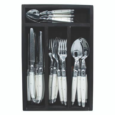 Jean Dubost 24 Pc Everyday Flatware Set White