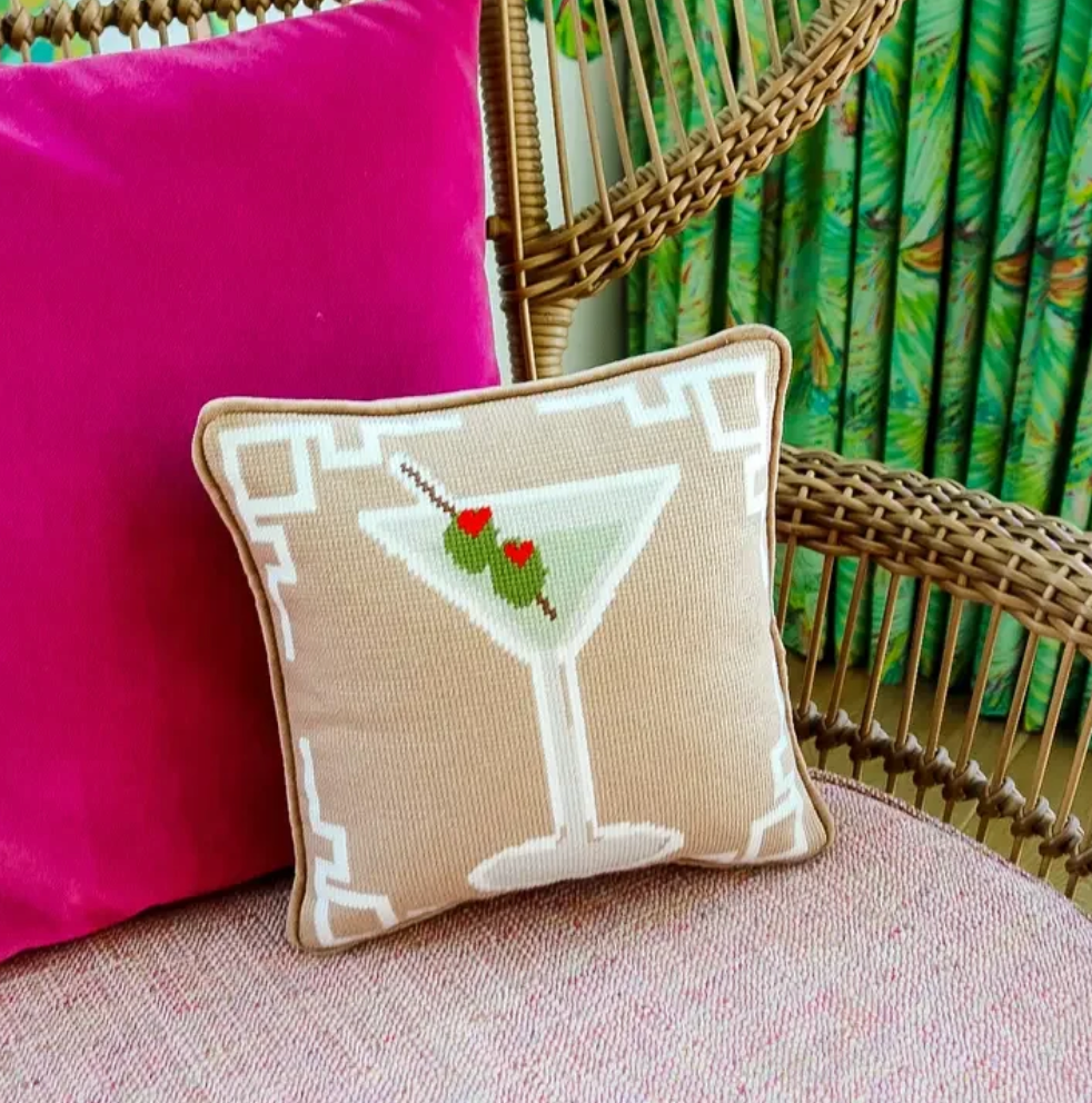 Dirty Martini Needlepoint Pillow