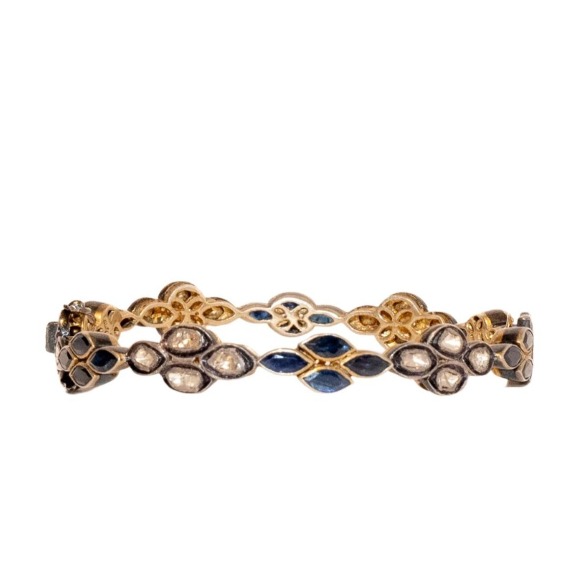 Diamond and Sapphire Flower Petal Bangle