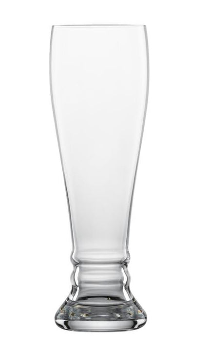 Clear glass beer mug on a white background