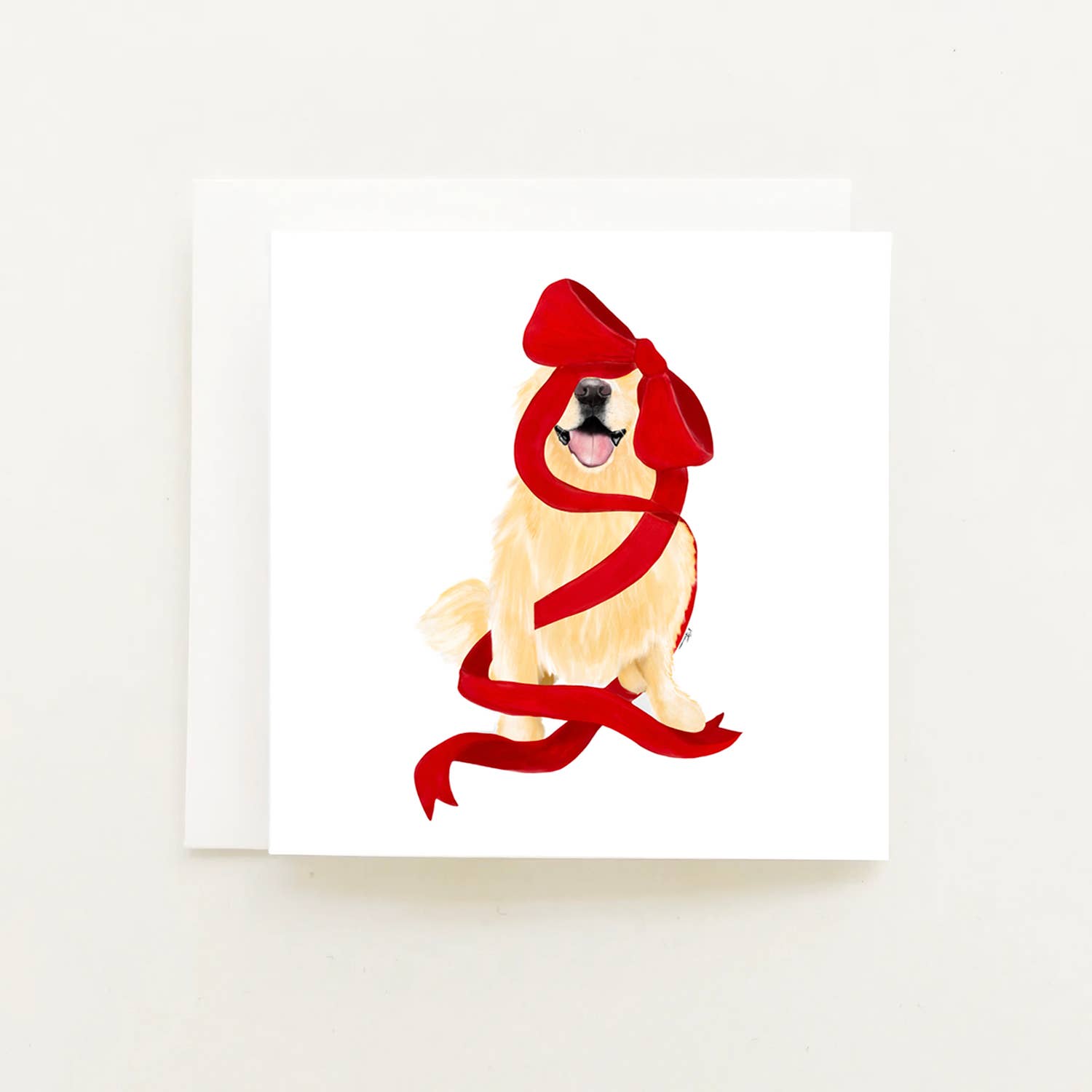 Dog With Red Bow Enclosure Card