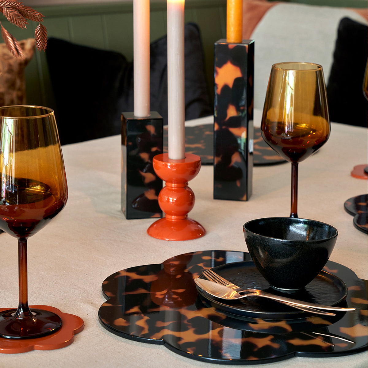 Small Bobbin Candlestick - Orange
