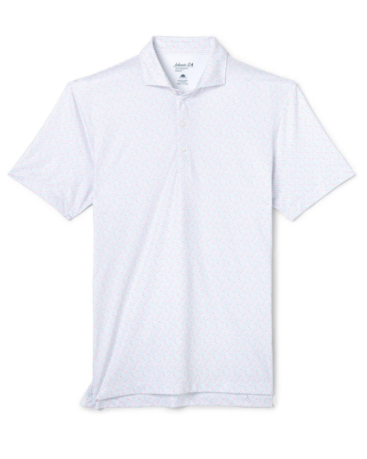 White johnnie-O polo shirt on a white background