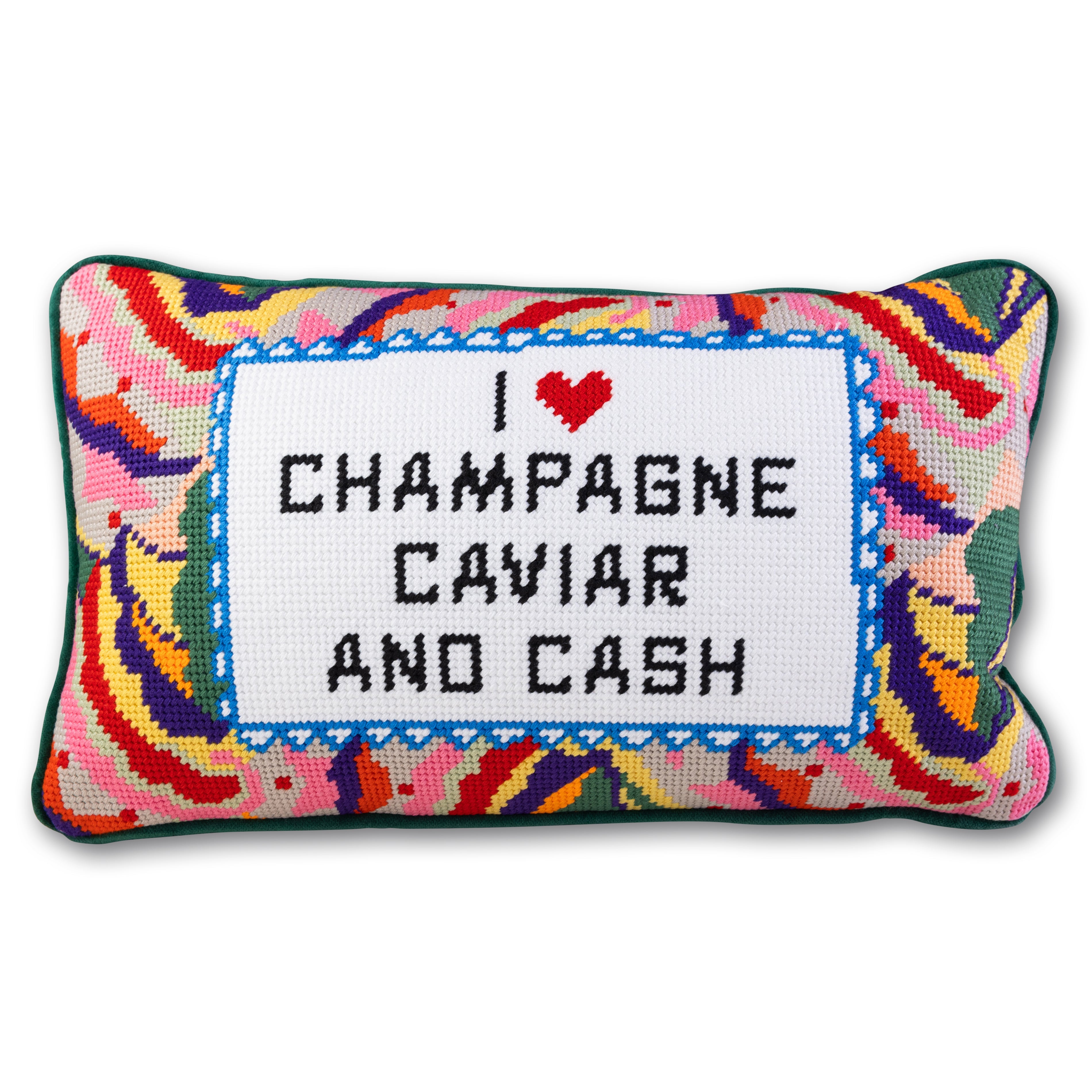 Caviar and Cash Needlepoint Pillow - Thumbnail 2