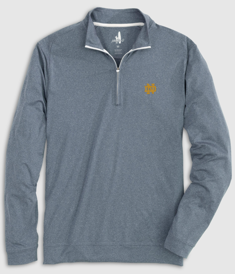 NOTRE DAME FLEX 1/4 ZIP IN HEATHER NAVY