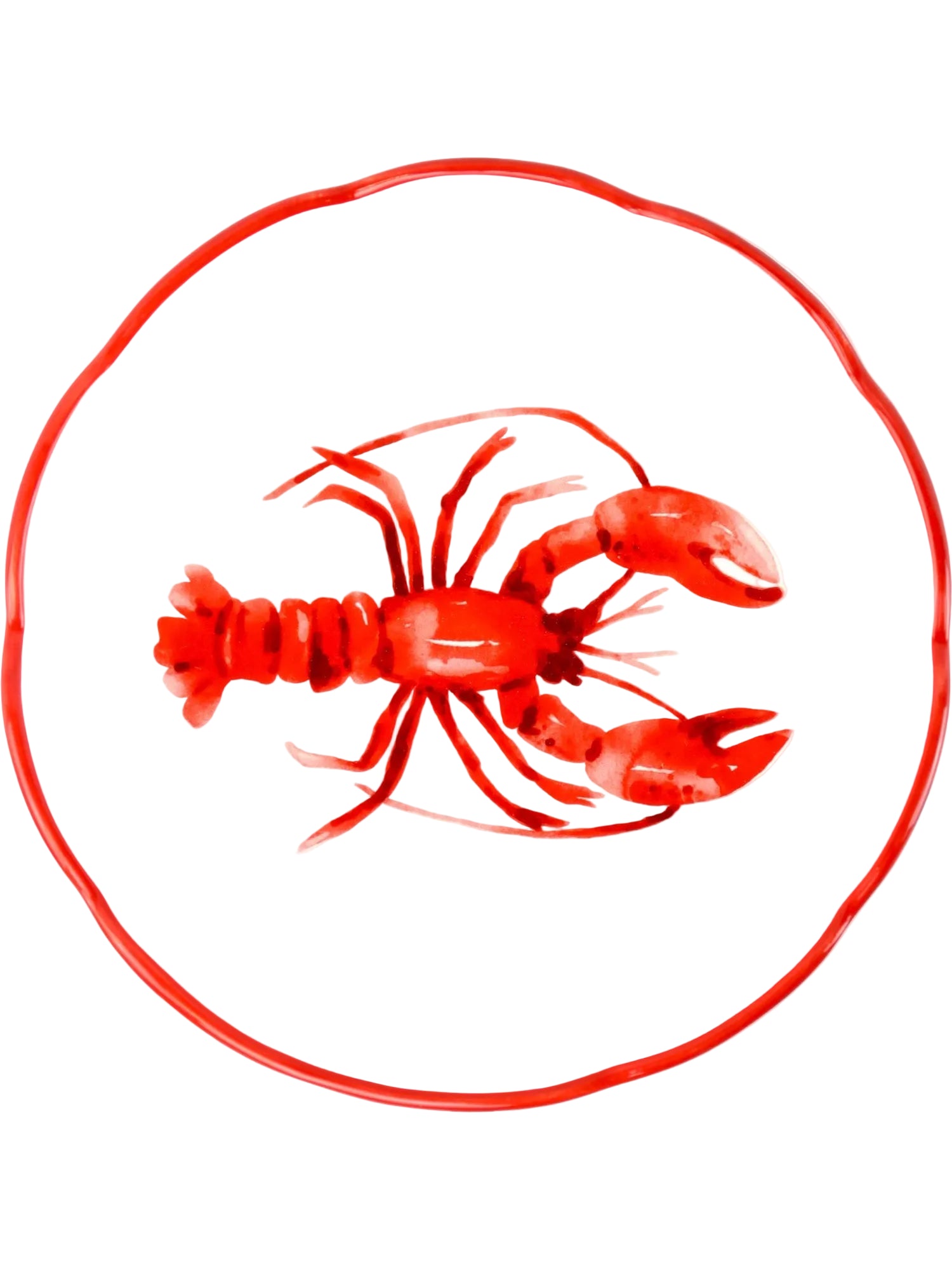 Red lobster illustration on a white plate background